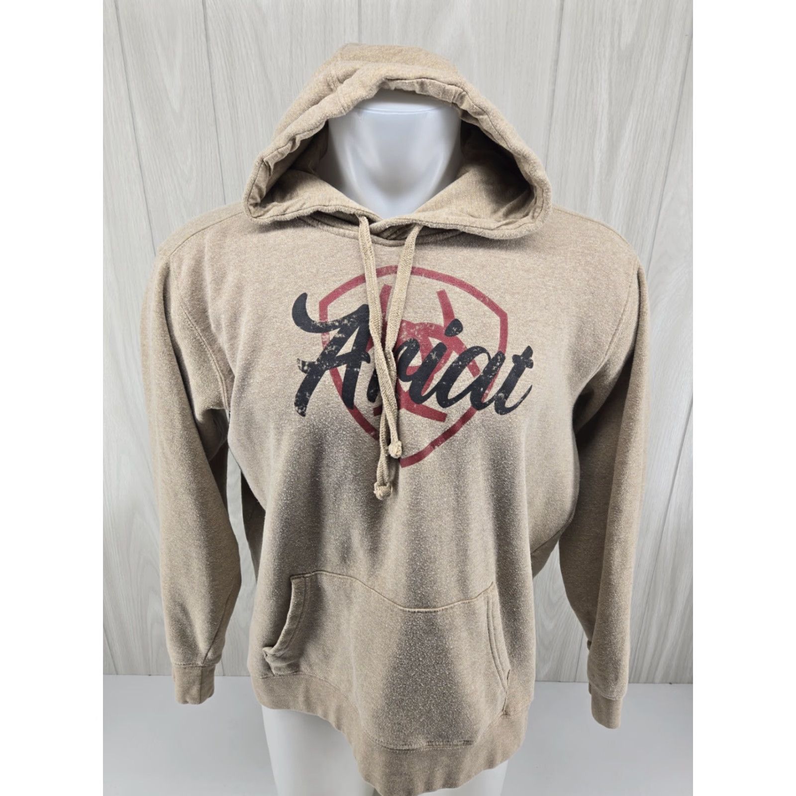 Ariat Ariat Hoodie Women Large Fleece Logo Drawstring Relaxed Long Sleeve Pullover Kangaroo Pocket Tan Regular Size Size L / US 10 / IT 46 - 2 Thumbnail