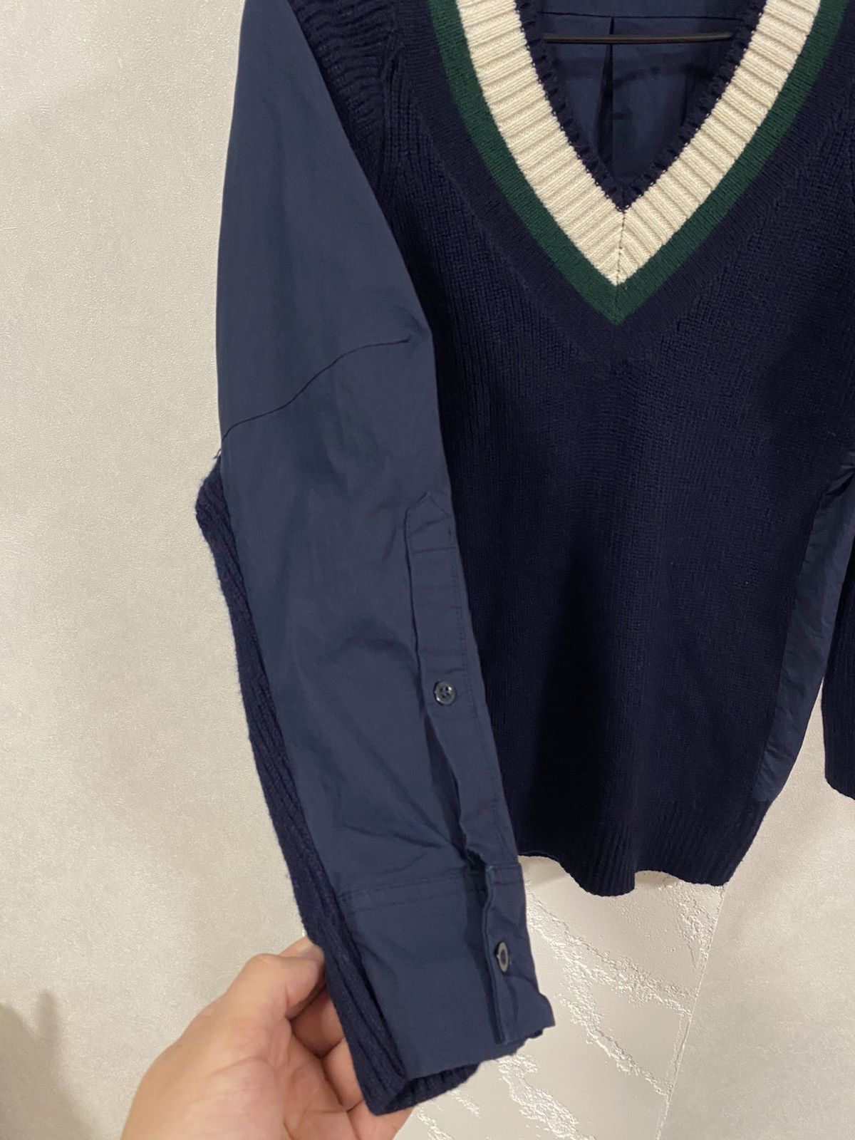 Sacai Sacai Luck V-neck Knit College Sweater with a sewn-in shirt Size S / US 4 / IT 40 - 5 Thumbnail
