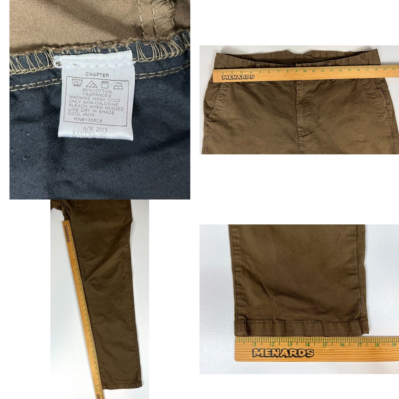 Carolina Herrera Carolina Herrera Pants Chino Men Khaki Brown Stretch 36 Regular 33 Inseam Straight Front Pockets City Preppy Size US 36 / EU 52 - 8 Thumbnail