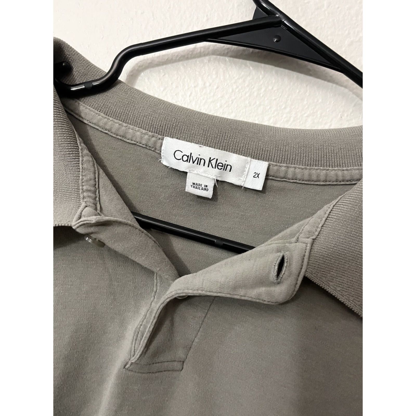 Calvin Klein CALVIN KLEIN Polo Shirt Gray Men’s 2X Short Sleeve Button Regular Size US XXL / EU 58 / 5 - 2 Thumbnail