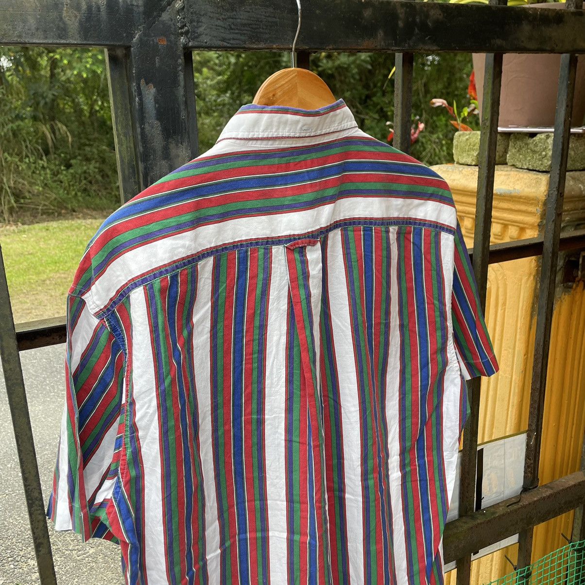 Japanese Brand × Vintage 🔥🇯🇵Generra Double Pocket Striped Multicolour Buttons Up Shirt Size US L / EU 52-54 / 3 - 5 Thumbnail