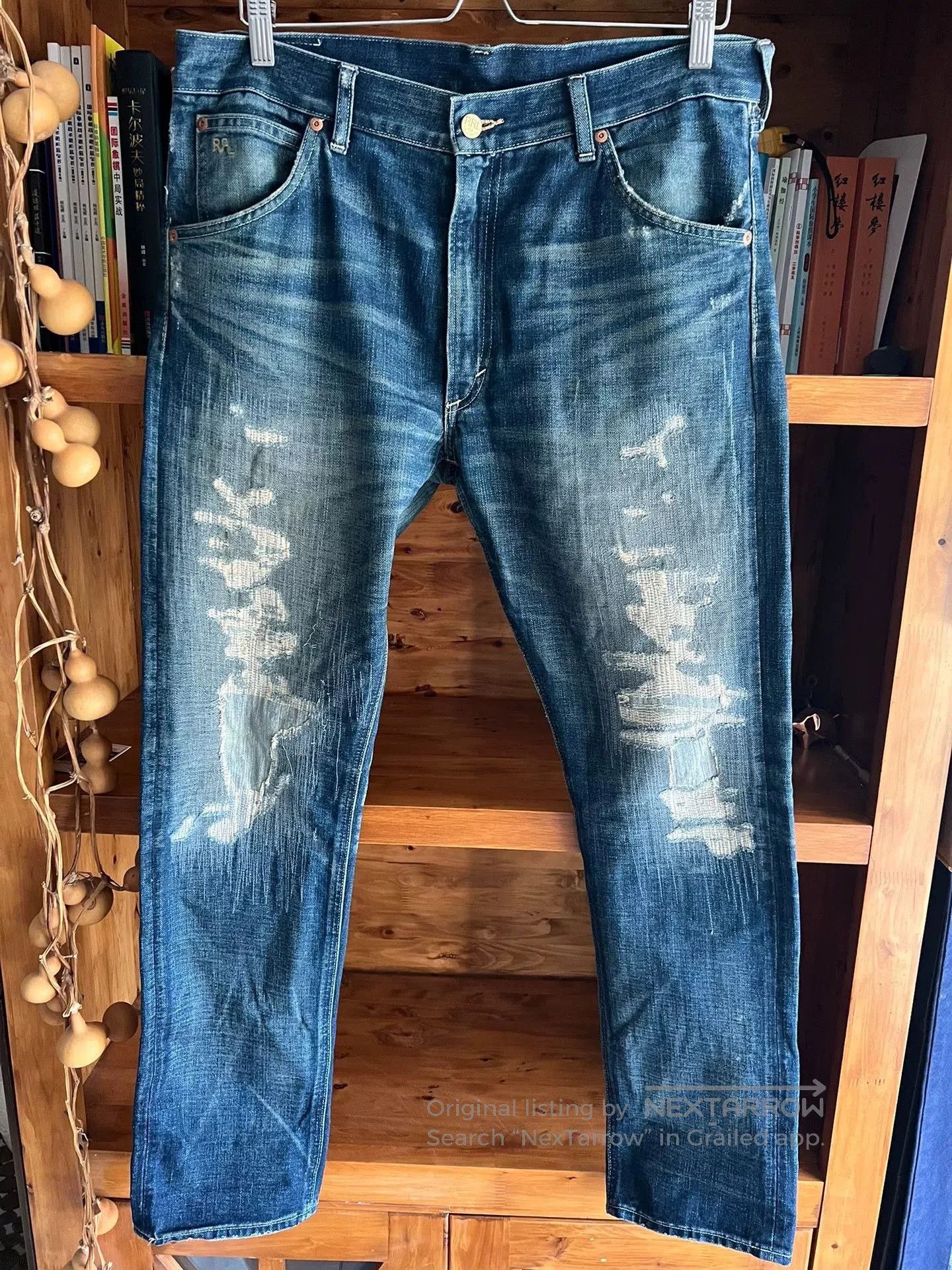 RRL Double RL Distressed Denim Jeans.