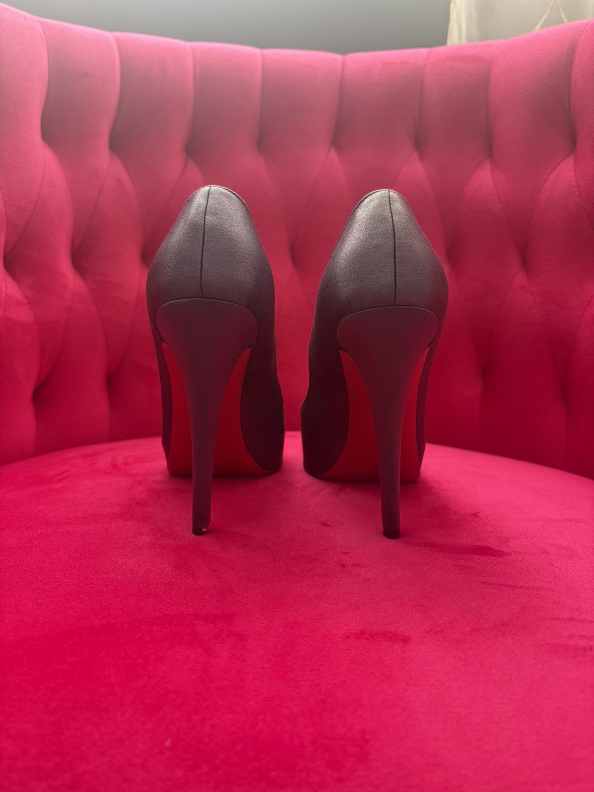 Christian Louboutin Christian Louboutin Gray Satin Pump Heels Size US 6.5 / IT 36.5 - 5 Thumbnail