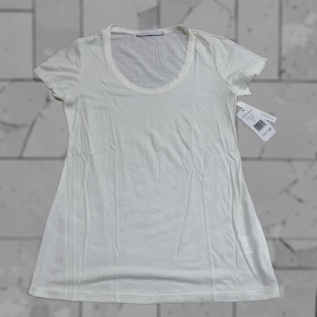 Vintage Twenty Womens Top S White Solid Micro Modal Made in Canada NEW Shirt Regular Short Sleeve Mens? Girls? Size S / US 4 / IT 40 - 1 Thumbnail