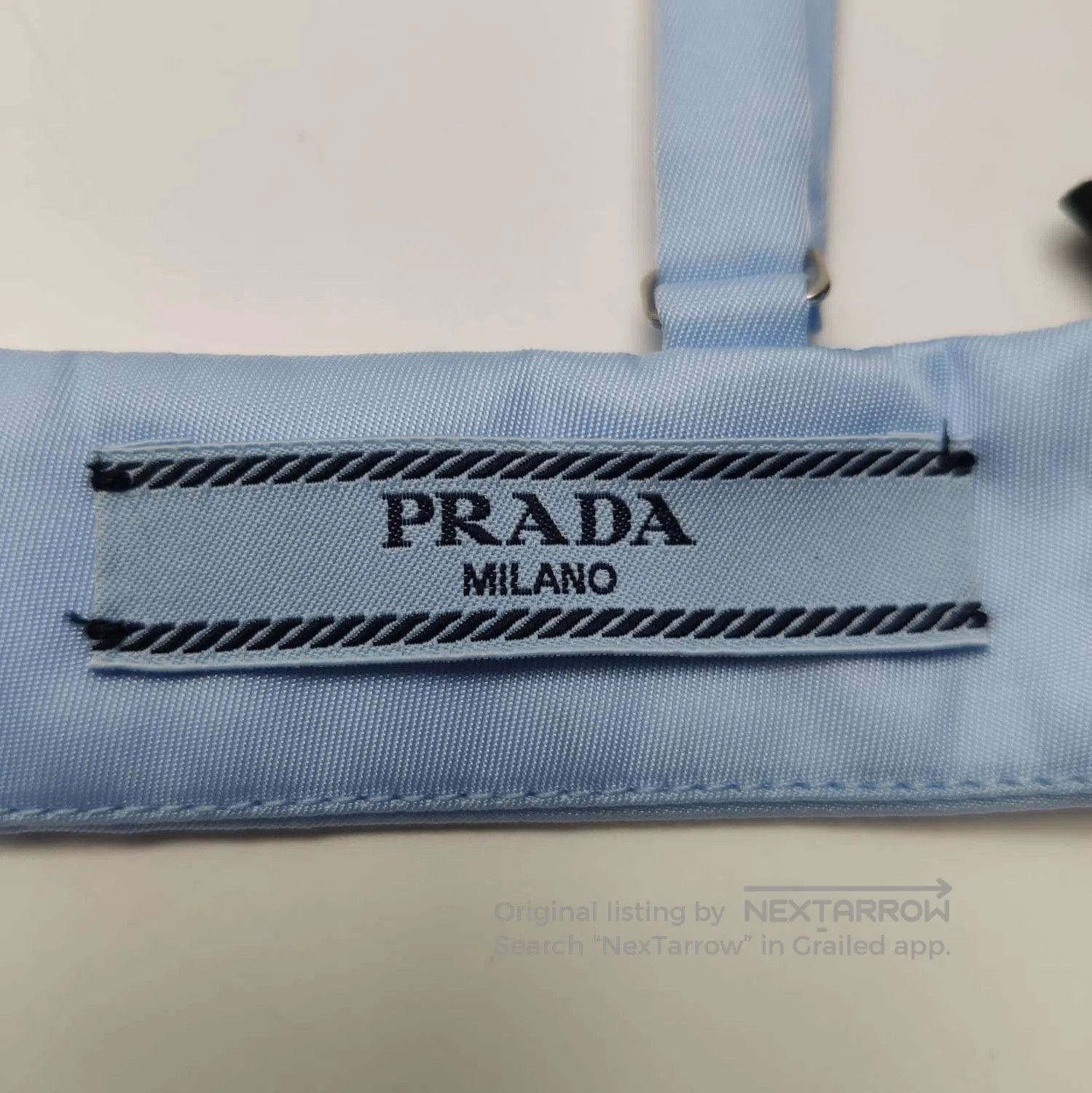 Prada Prada Triangle Logo Silk Bralette in Light Blue . Size L / US 10 / IT 46 - 6 Thumbnail