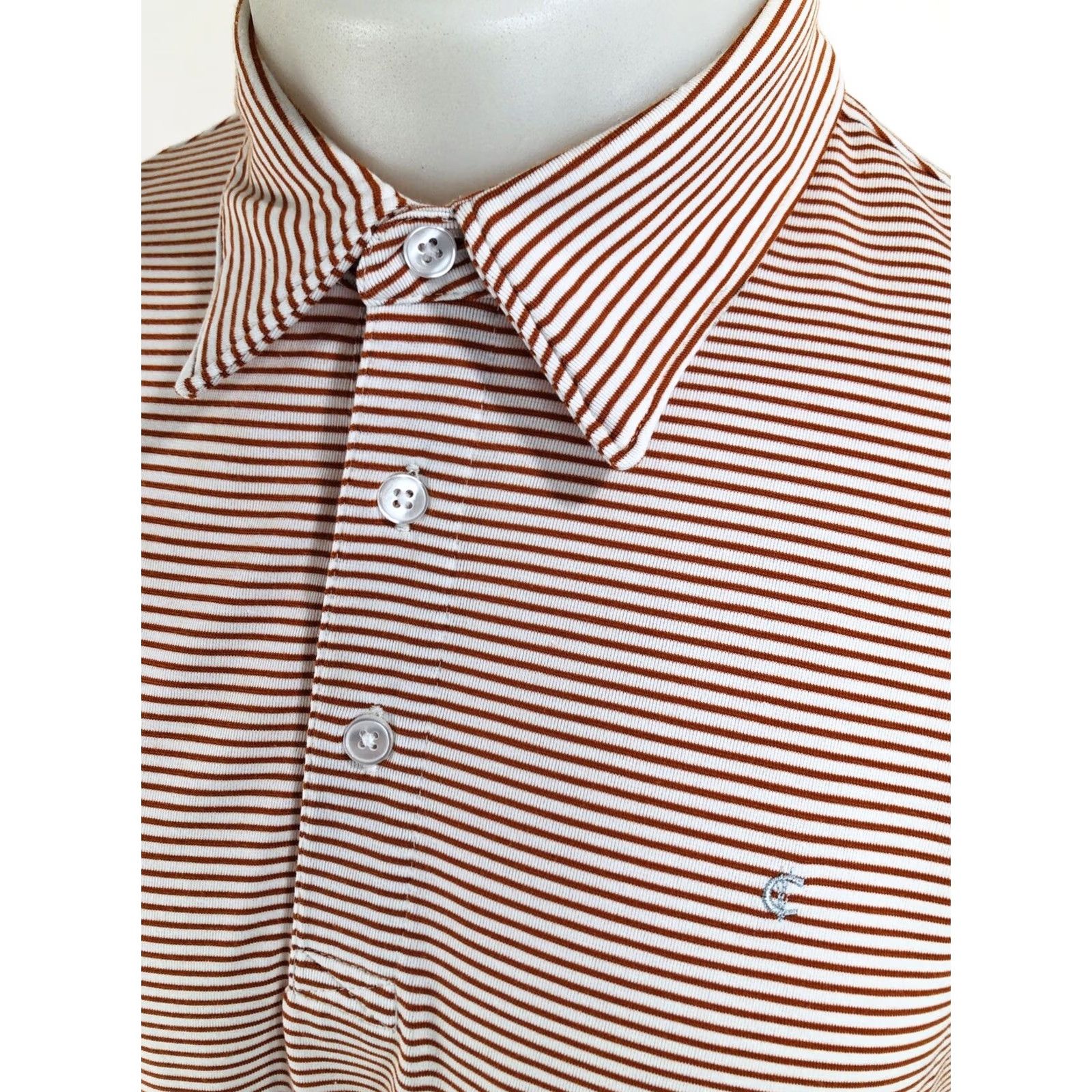 Vintage Criquet Polo Shirt Embroidered Mens L Striped Short Sleeve Orange White Horizontal Stripe Vintage? Size US L / EU 52-54 / 3 - 3 Thumbnail