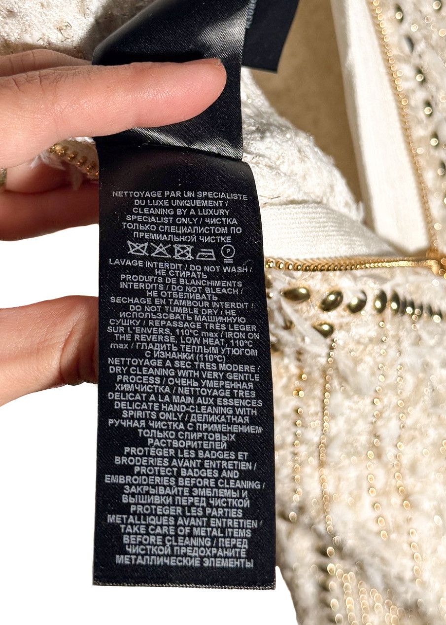 Balmain Balmain Ivory Gold Studded Embellished Tweed Dress Size XXL / US 16-18 / IT 52-54 - 12 Thumbnail