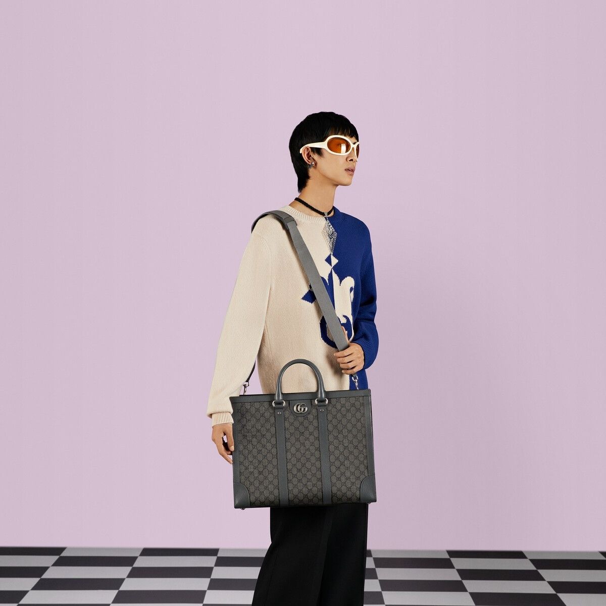 Gucci o1s1wg110225 Size:OS / Ophidia Large Tote Bag in Grey/Black Size ONE SIZE - 4 Thumbnail