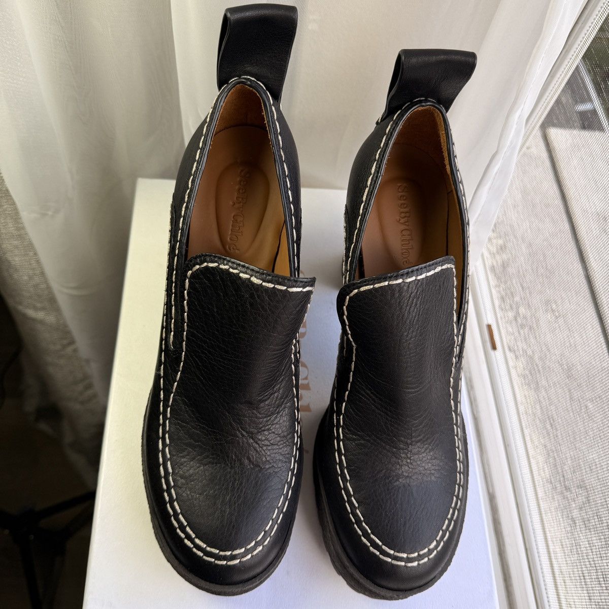 Other See By Chloé Archive Black Leather Platform Loafers Lug Sole Size US 7.5 / EU 40-41 - 8 Thumbnail