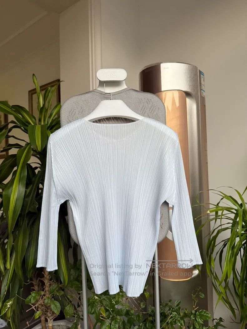 Issey Miyake Issey Miyake Light Blue 3/4 Sleeve Top Size L / US 10 / IT 46 - 6 Thumbnail