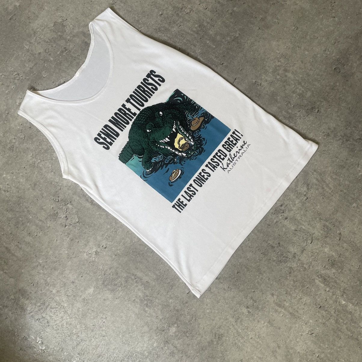 Vintage Vintage 80s Send More Tourists White UnderShirt Size US M / EU 48-50 / 2 - 2 Thumbnail