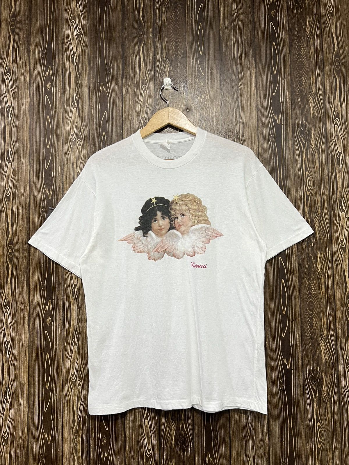 Vintage Vintage 90s Fiorucci Men ‘Two Angels’ Tshirt Size US M / EU 48-50 / 2 - 1 Thumbnail