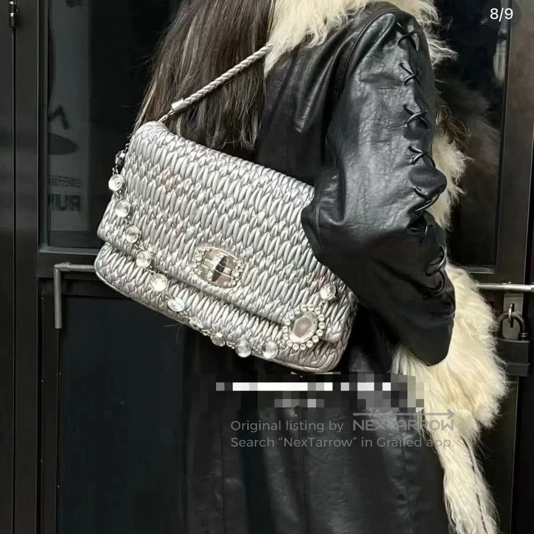 Miu Miu Miu Miu Crystal Embellished Silver Bag 99 New M821/ Size ONE SIZE - 4 Thumbnail