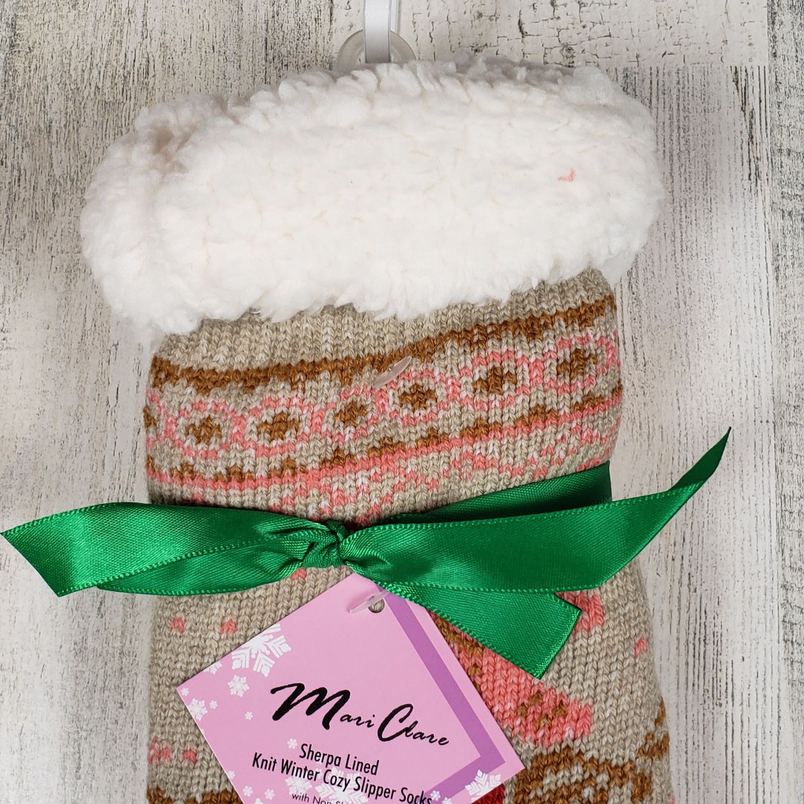 Other NWT Mari Clare Sherpa Line Knit Winter No-Slip Slipper Socks Size ONE SIZE - 3 Thumbnail