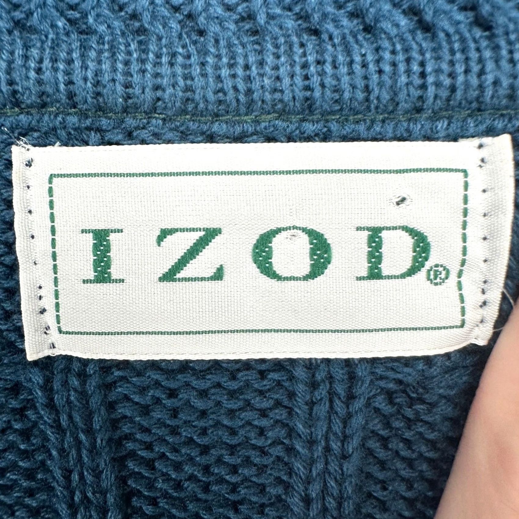 Izod VINTAGE Izod Sweater Crewneck Mens Large Blue Cable Knit Long Sleeve Made In USA Size US L / EU 52-54 / 3 - 4 Thumbnail