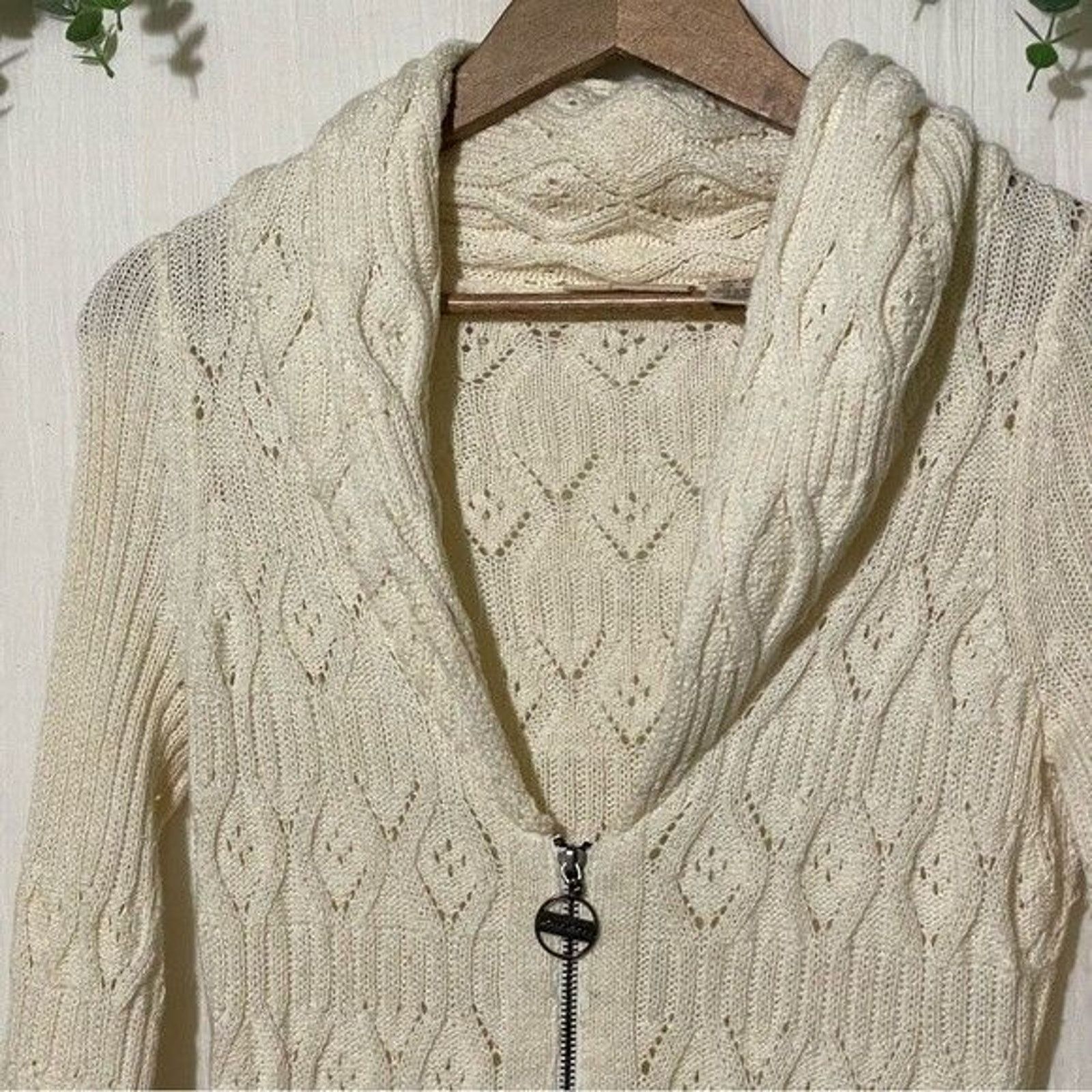 DKNY DKNY Womens Knit Open Knit Zip Cardigan Size XS 3/4 Sleeve Size XS / US 0-2 / IT 36-38 - 4 Thumbnail