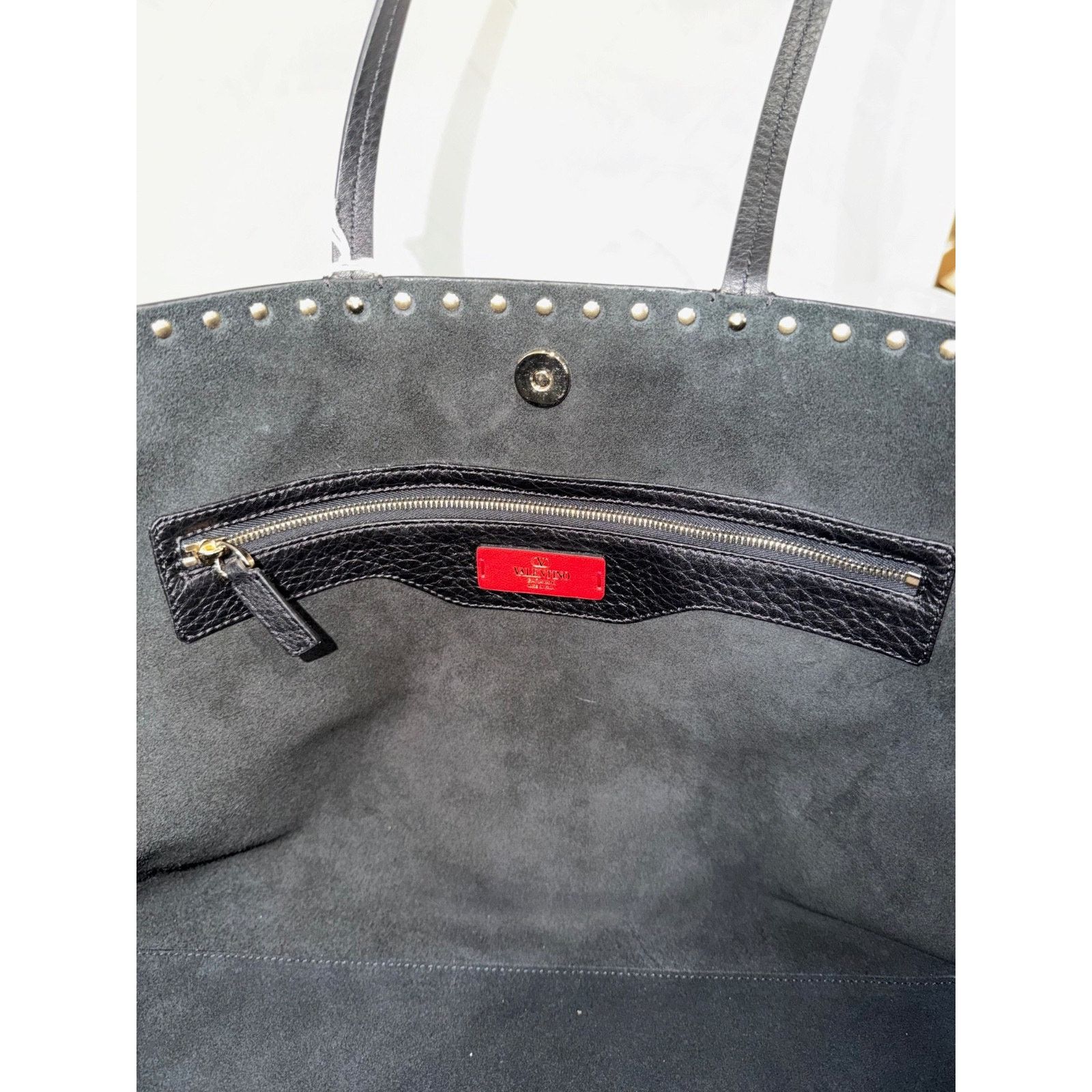 Valentino Valentino Garavani Rockstud Large Black Grained Tote Size ONE SIZE - 19 Thumbnail