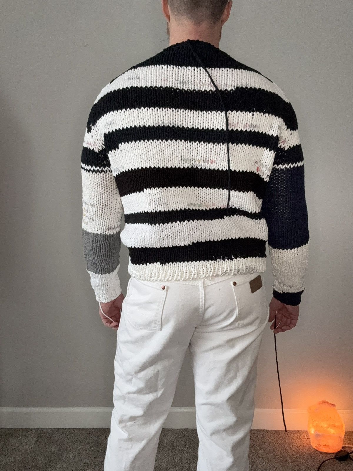 Other Reclaimed T-Shirt Yarn Hand Knit Striped Crewneck Sweater Size US L / EU 52-54 / 3 - 3 Thumbnail
