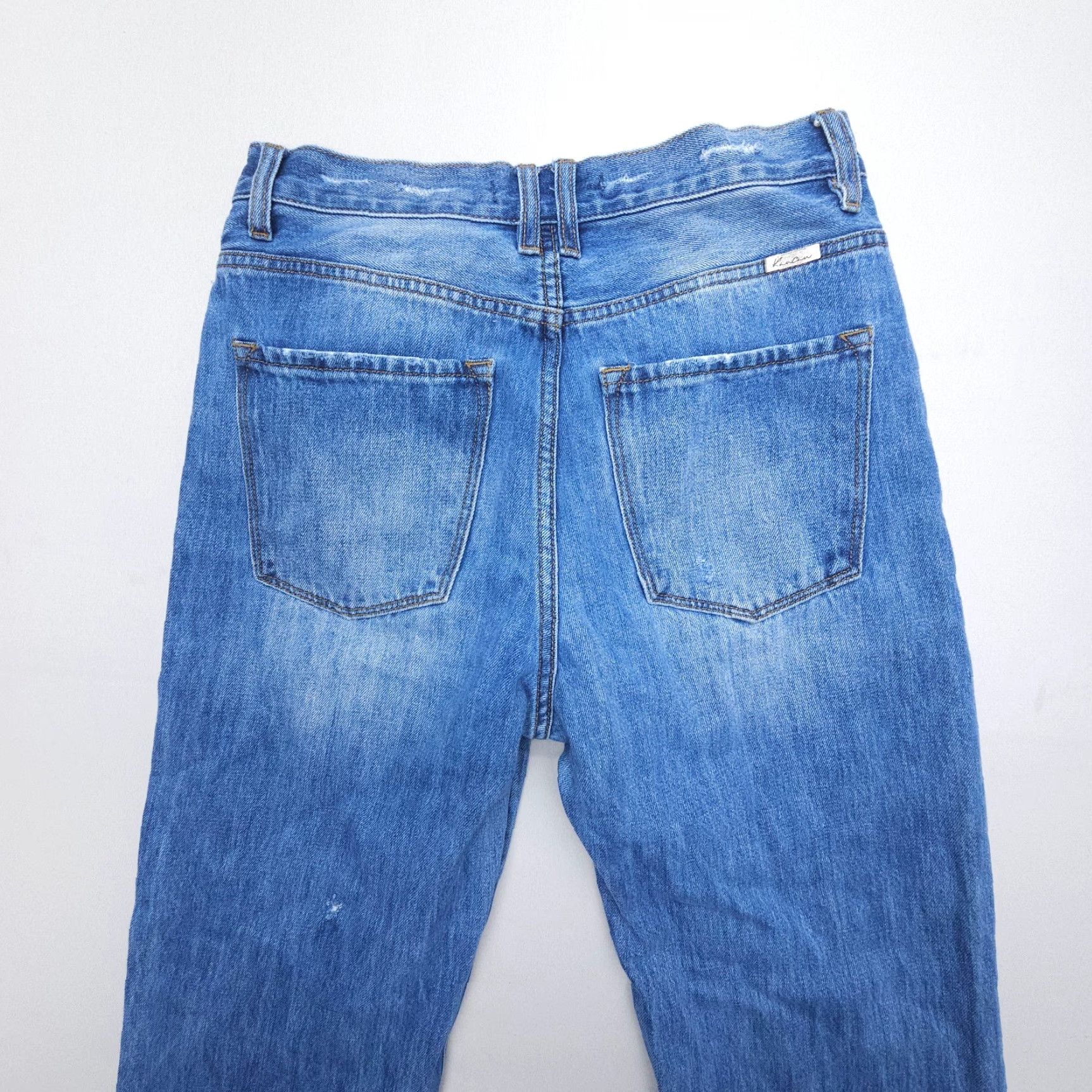 Vintage Kancan Ariena Ultra High Rise 90's Flare Jeans Blue Boho Distressed Size 5 / 26 Size 27" / US 4 / IT 40 - 4 Thumbnail