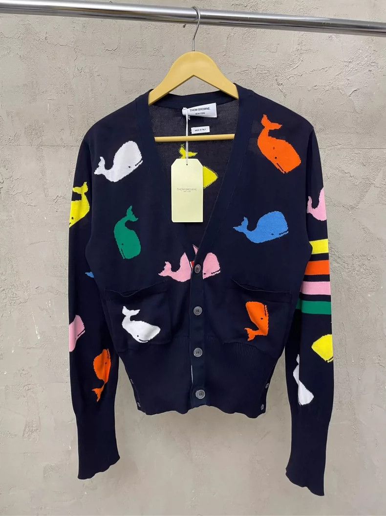 Thom Browne Thom Browne size1 Blue and green full color whale knit swea Size S / US 4 / IT 40 - 1 Thumbnail