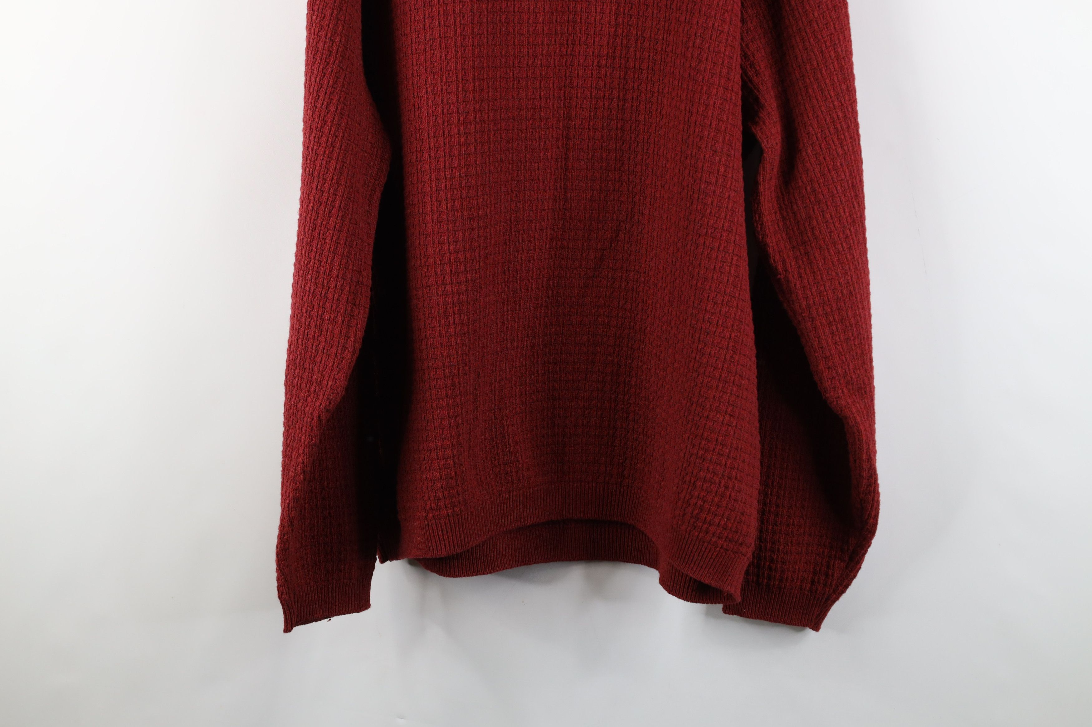 Vintage Vintage 90s Streetwear Waffle Knit Henley Sweater Red Size US L / EU 52-54 / 3 - 10 Thumbnail