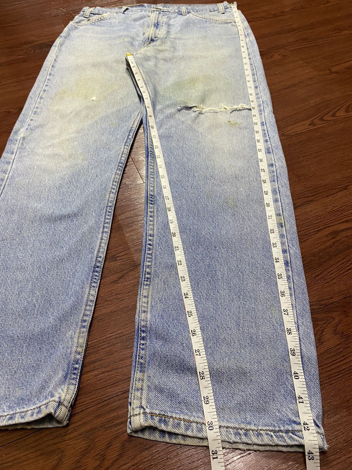 Levi's Vintage Levis505 80’s Orange Tab Grunge Distressed Jeans Size US 35 - 18 Thumbnail