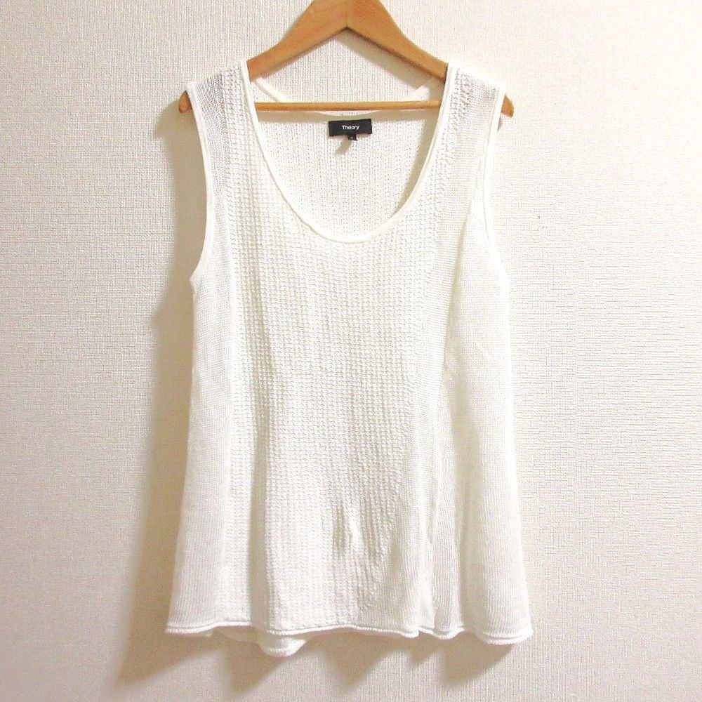 Theory theory SAG HARBOR INLAY TANK Linen Knit Tank Top Natural Material Tops DUTY FREE for USA