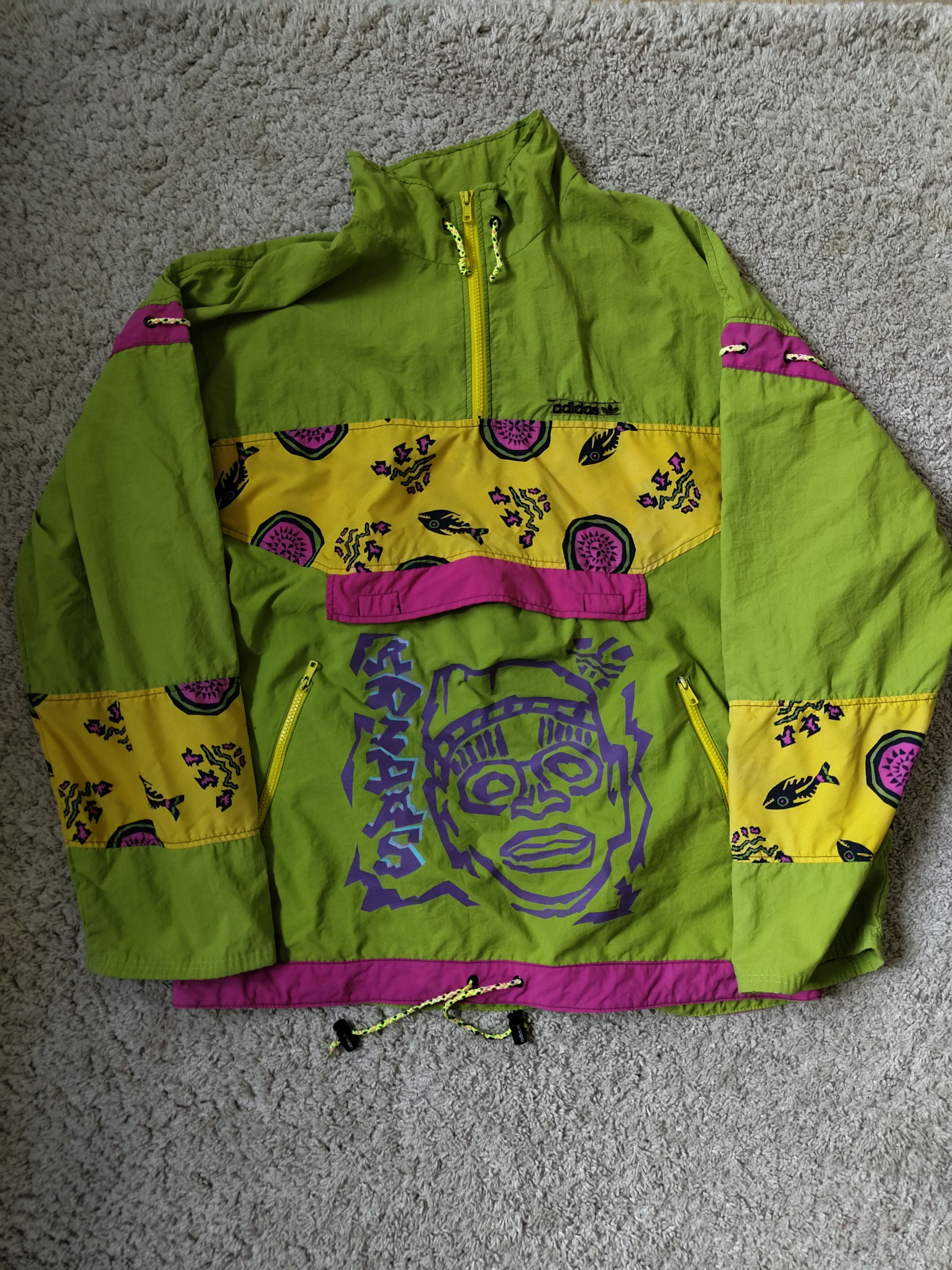 !!Vintage RARE Adidas Anorak Jacket Multicolor 80s