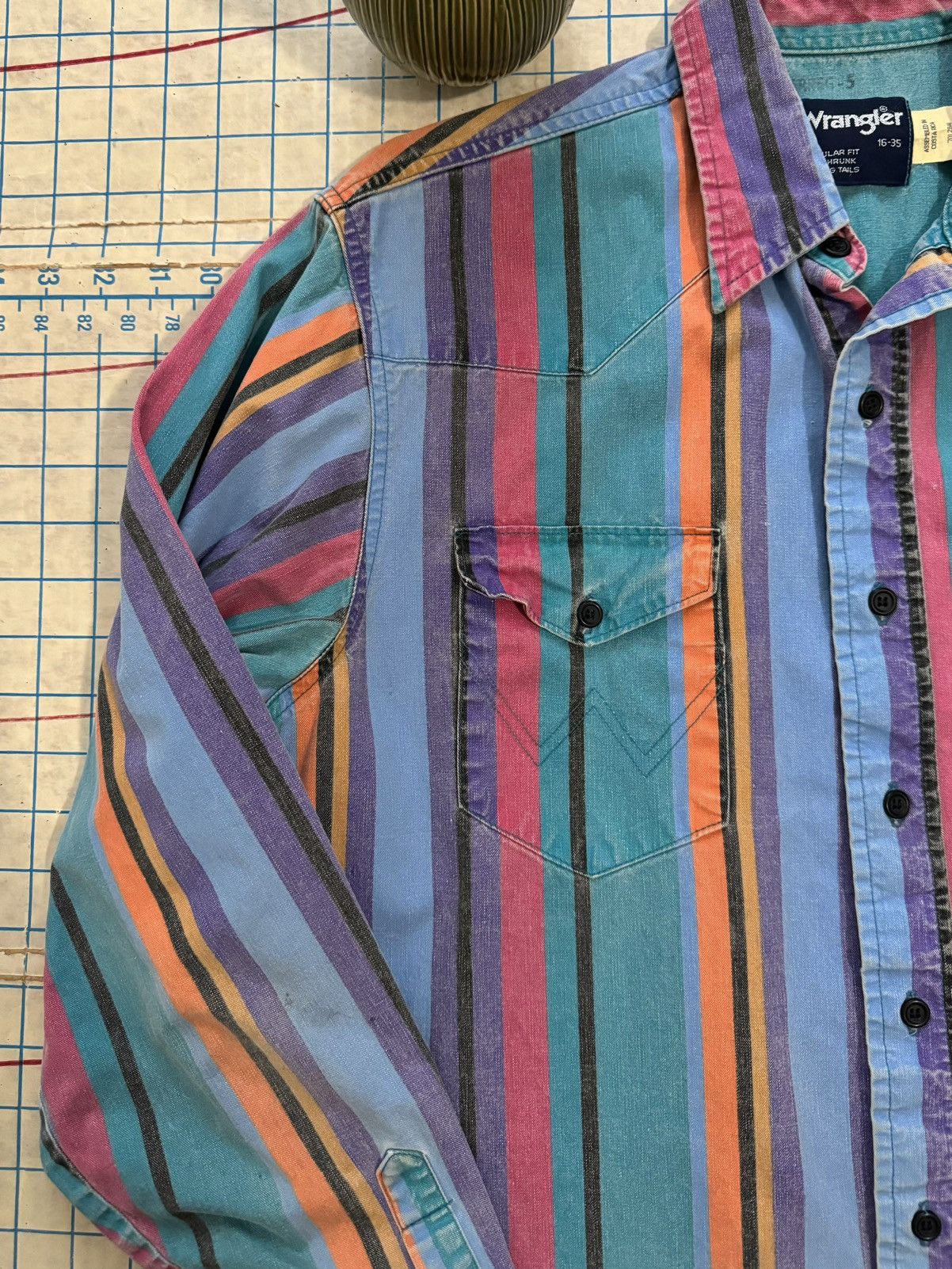 Vintage × Wrangler Vintage Wrangler Brushpopper Striped Button Up Western Shirt Size US L / EU 52-54 / 3 - 6 Thumbnail