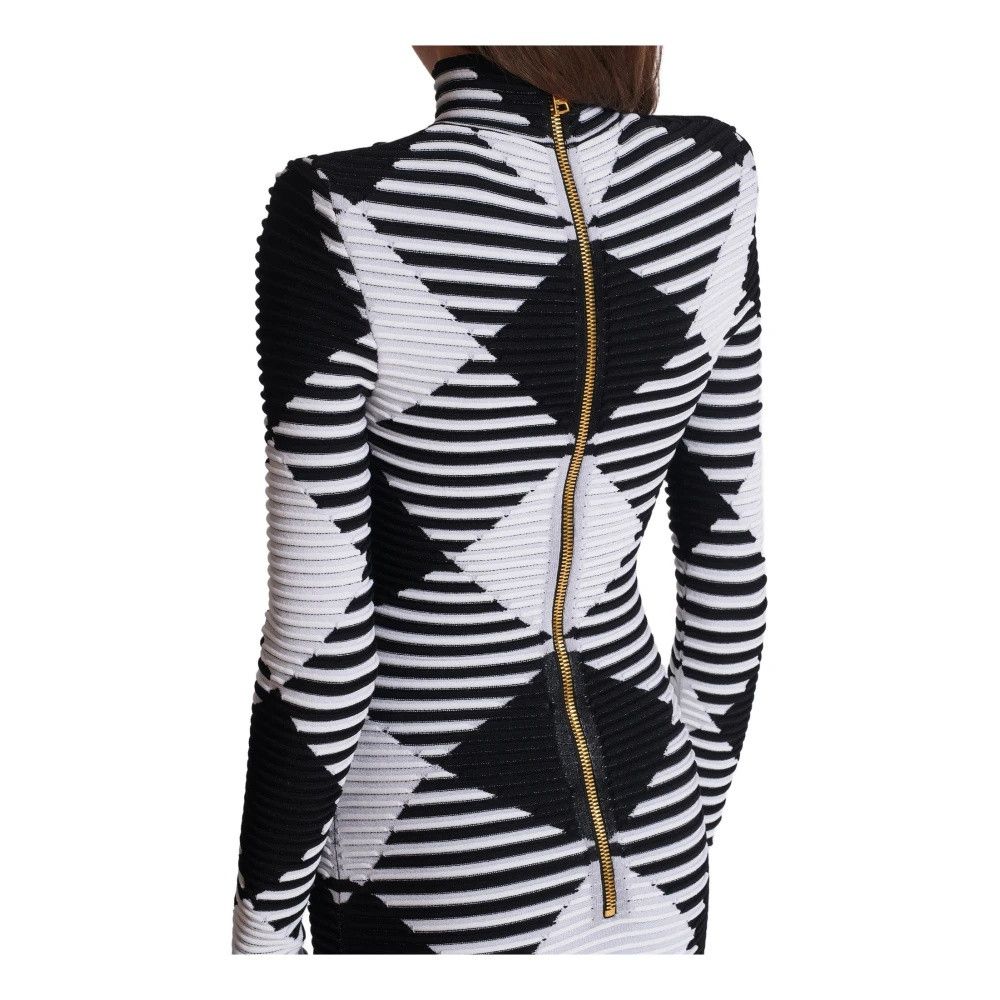 Balmain o1s1wg110725 Gingham Knit Mini Dress in Black/White Size XL / US 12-14 / IT 48-50 - 6 Thumbnail