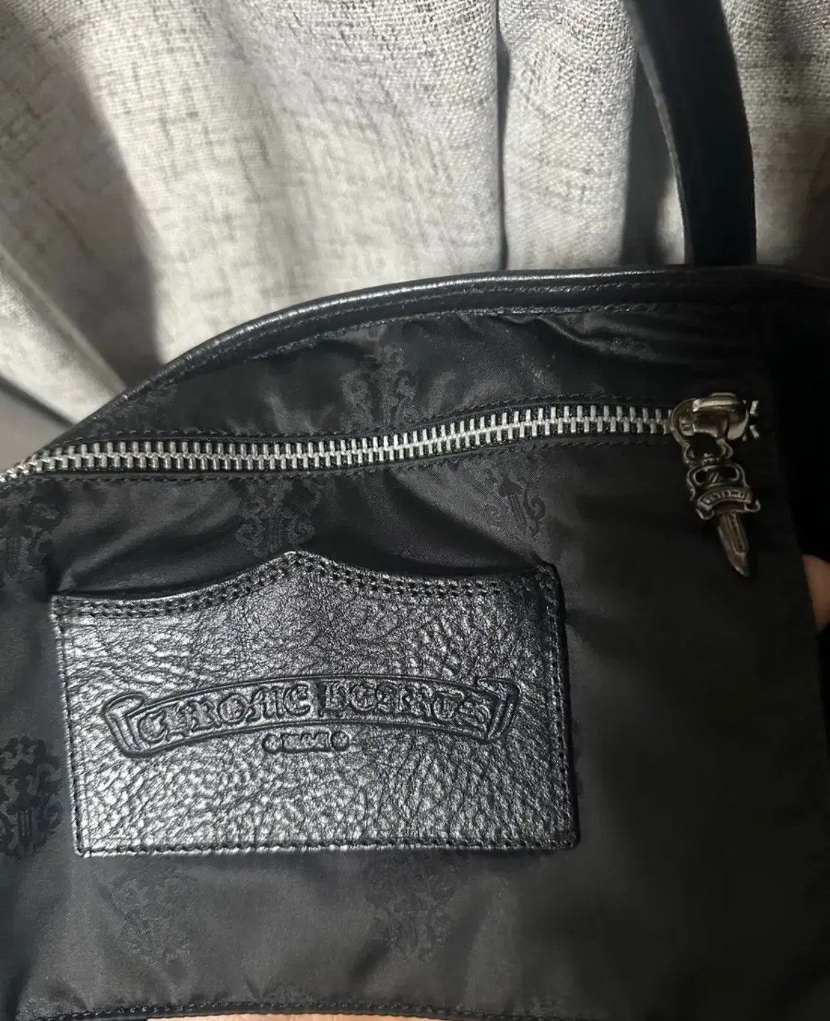 Chrome Hearts Cemetery Cross Patch Leather Tote Bag Size ONE SIZE - 8 Thumbnail
