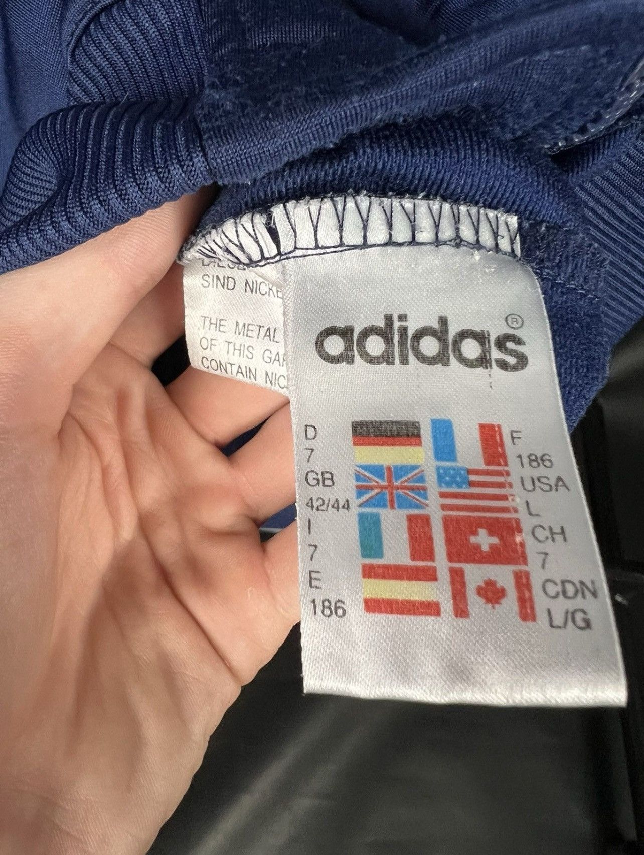 Adidas × Vintage Vintage 80s Adidas Jacket Tracksiut Navy Blue Jacket Size US L / EU 52-54 / 3 - 6 Thumbnail