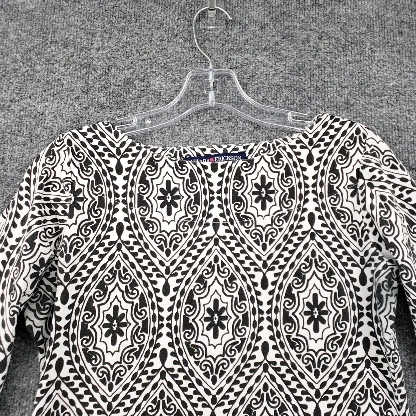 Bell Barbara Erickson Dress Womens Small Black Tunic Printed Boat Neck Bell Sleeve Size S / US 4 / IT 40 - 6 Thumbnail