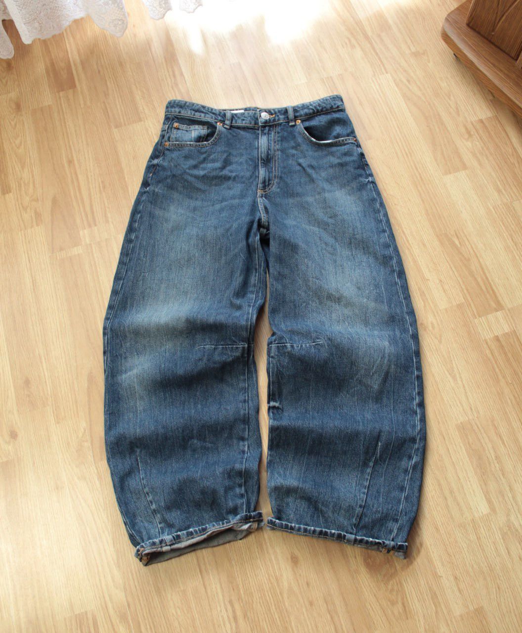 Zara 🔥 Zara Crazy Baggy Wide Denim Pants Jeans Trousers Y2K Rare Size US 31 - 1 Thumbnail