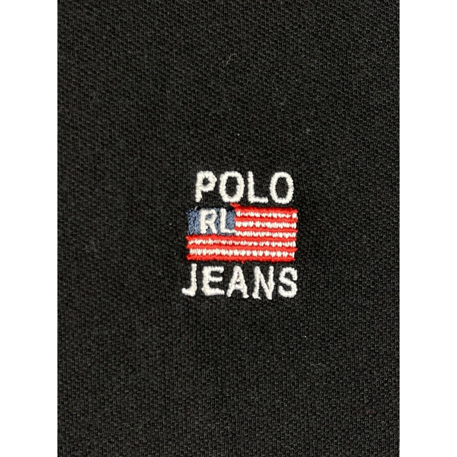 Polo Ralph Lauren VINTAGE Polo Ralph Lauren RL USA Flag Rugby Shirt Mens L Black 90s Polo Golf Preppy 100% Cotton Size US L / EU 52-54 / 3 - 3 Thumbnail