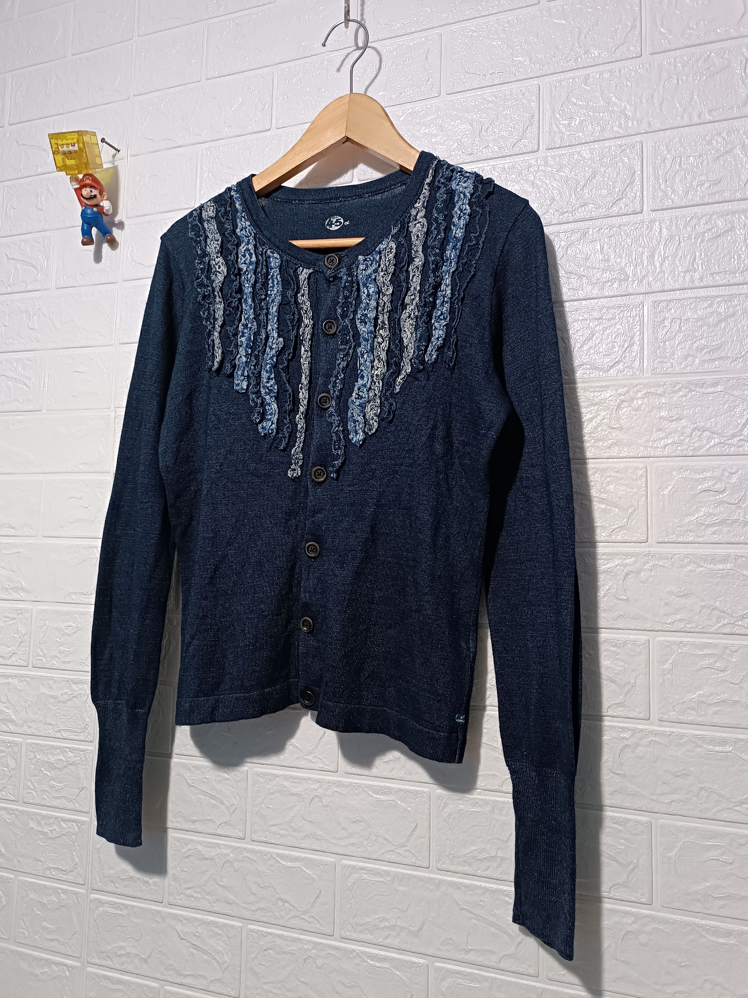 45rpm 45rpm Indigo Dyed Cotton Knit Cardigan Denim Cut Size M / US 6-8 / IT 42-44 - 2 Thumbnail