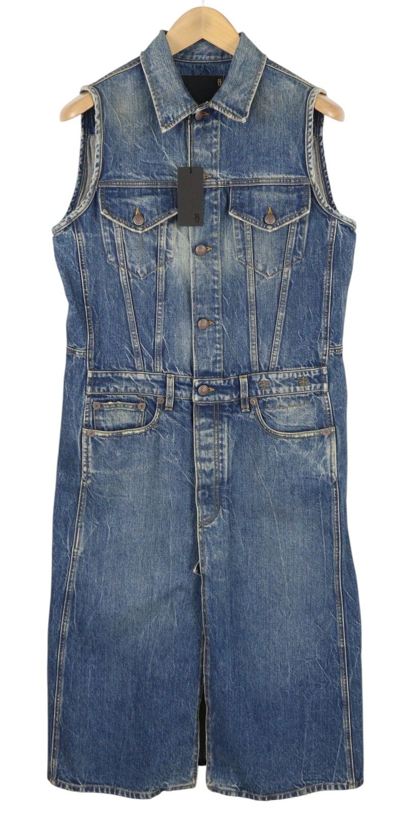R13 NICO TRUCKER COAT M Blue Denim Faded Kelly Tex Dress 86150 Size M / US 6-8 / IT 42-44 - 1 Thumbnail