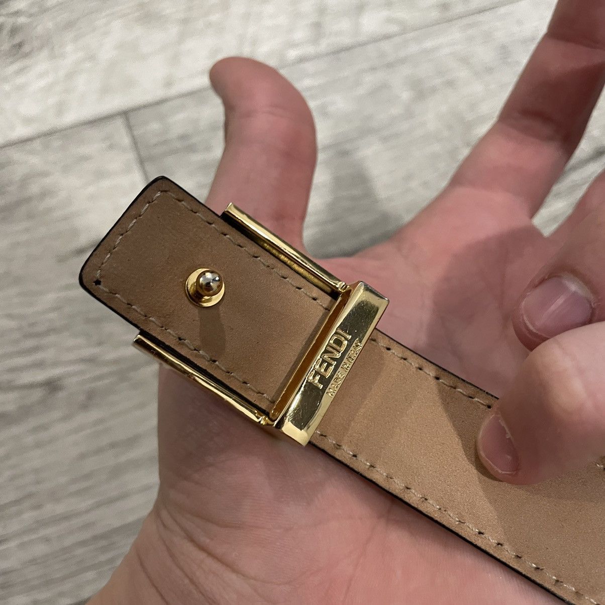 Designer × Fendi 102 cm Fendi FF Logo Buckle Belt leather black gold Size ONE SIZE - 4 Thumbnail