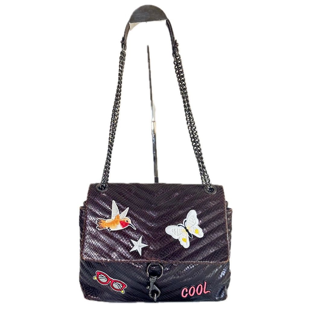 Rebecca Minkoff Rebecca Minkoff Edie Chevron Brown Leather Crossbody Bag Size ONE SIZE - 6 Thumbnail