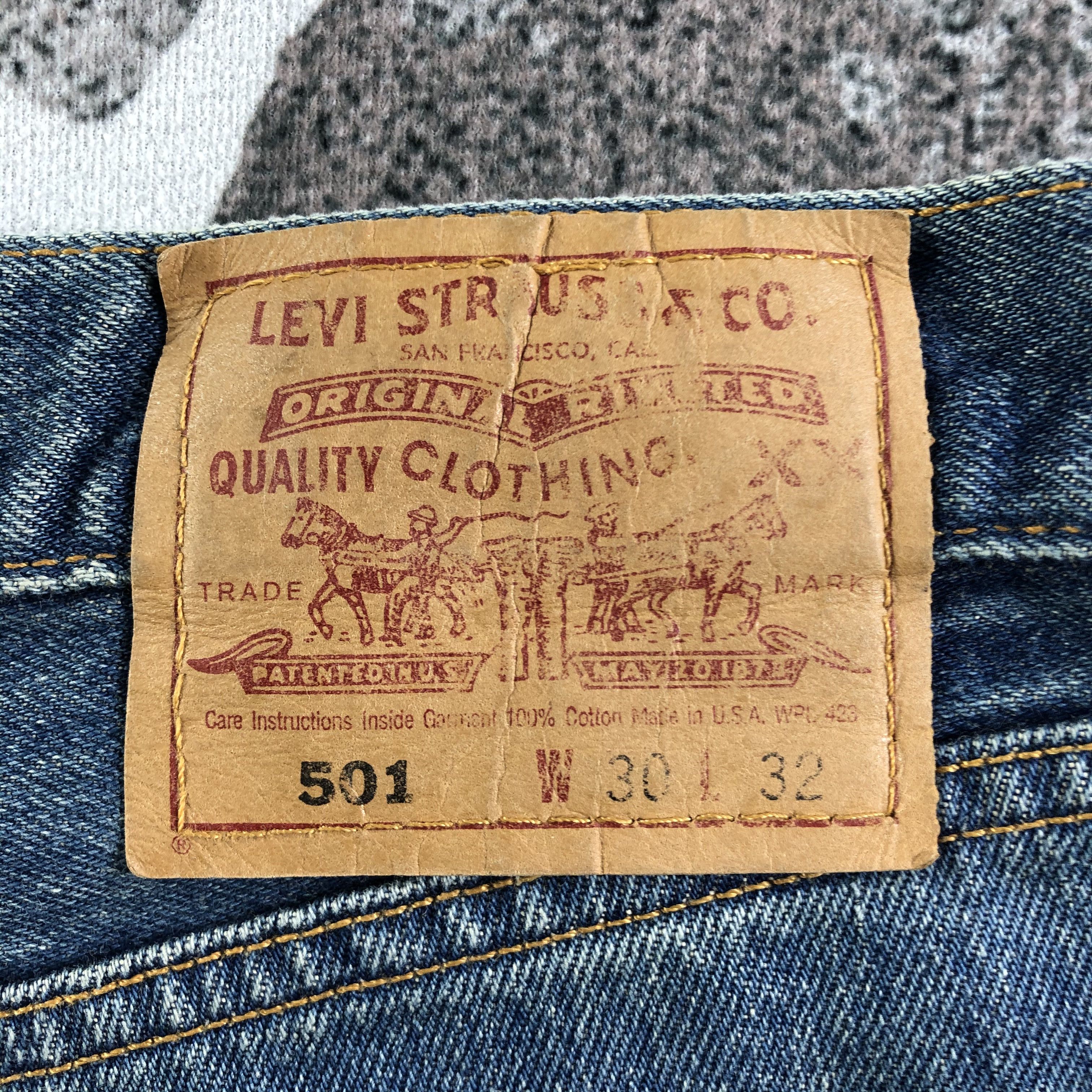 Levi's Vintage 90s Levis 501 Jeans Patchwork Denim KJ2516 Size US 30 / EU 46 - 5 Thumbnail