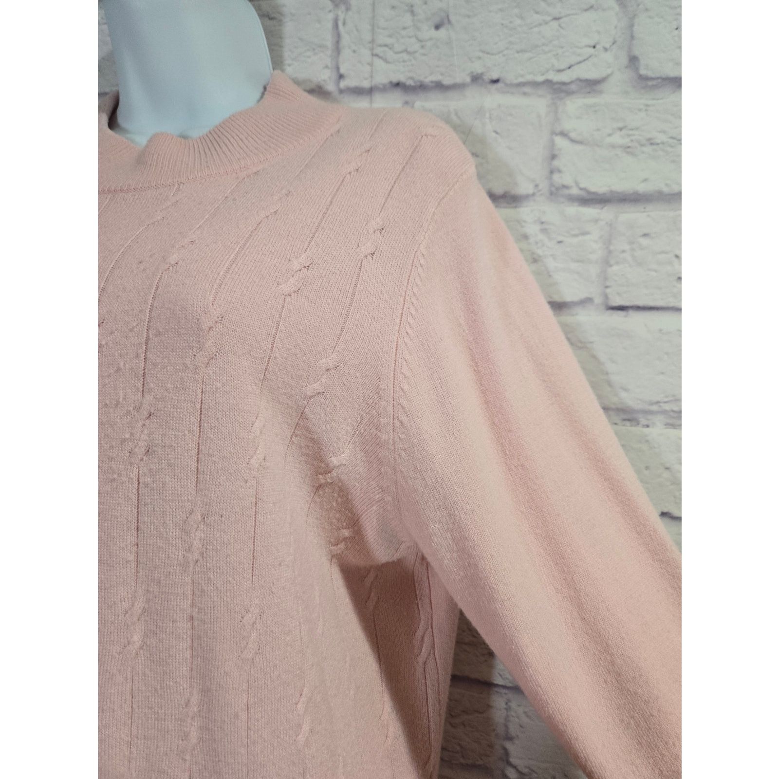 Other Pink Cable Knit Long Sleeve Lightweight Sweater Top Large Size L / US 10 / IT 46 - 2 Thumbnail