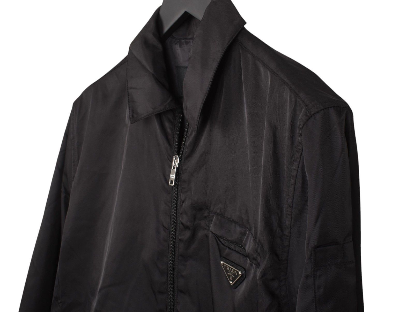 Pre-owned Prada Men Jacket Light Shirt Re-nylon Logo Size S/m In Black