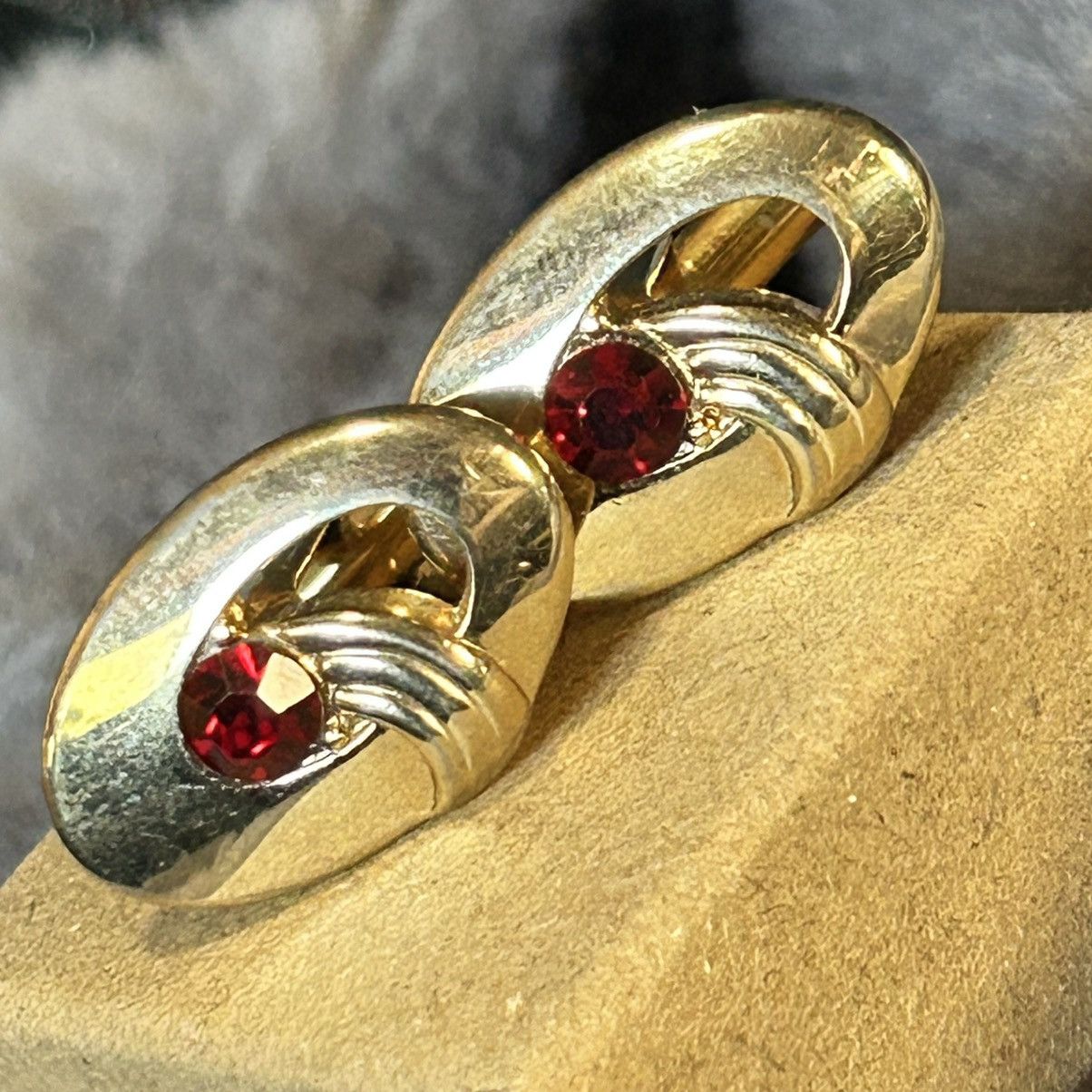 Vintage Men’s Vintage Swank gold plated red glass stone cuff links Size ONE SIZE - 8 Thumbnail