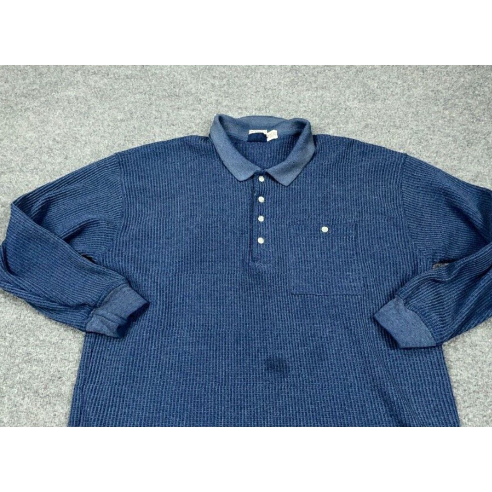 Blair VINTAGE Dad Style Thermal Collared Sweater Adult 2XL Blue Blair Size US XXL / EU 58 / 5 - 7 Thumbnail