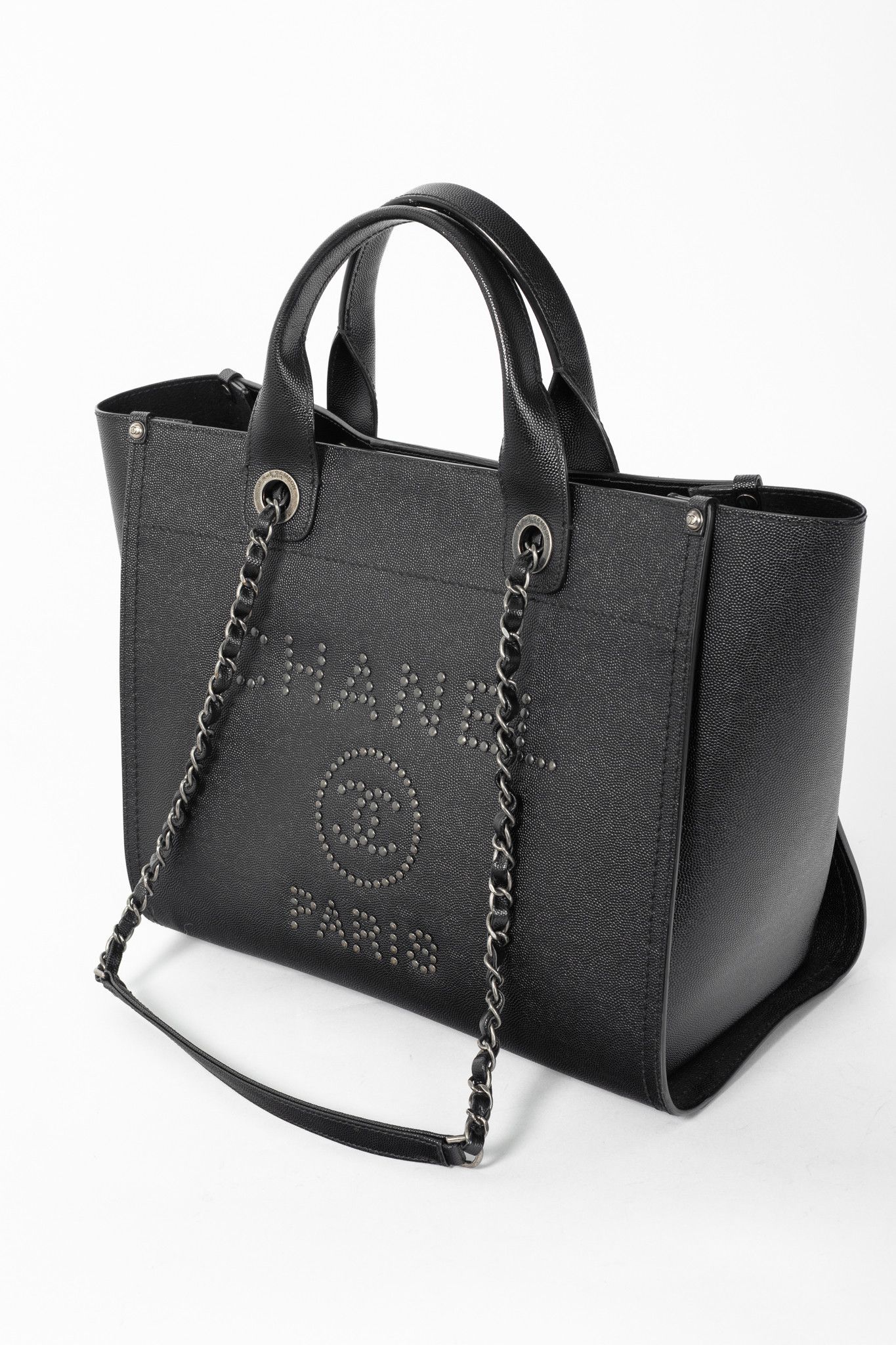 Chanel Chanel Small Deauville Black Caviar Studded Tote Size ONE SIZE - 6 Thumbnail