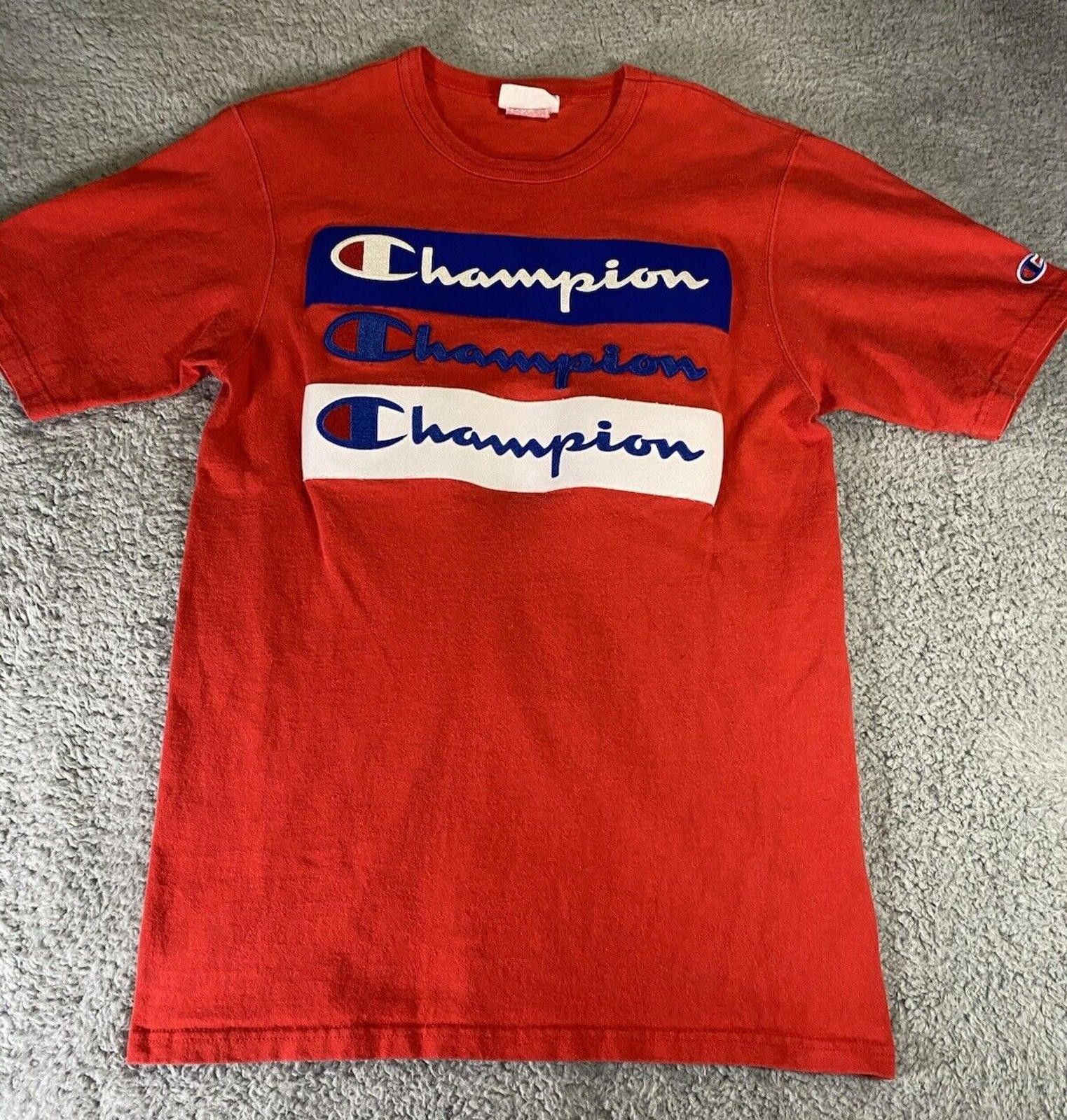 Champion Men Shirt Small Red Embroider Patch 90s y2k Champion Size US S / EU 44-46 / 1 - 2 Thumbnail
