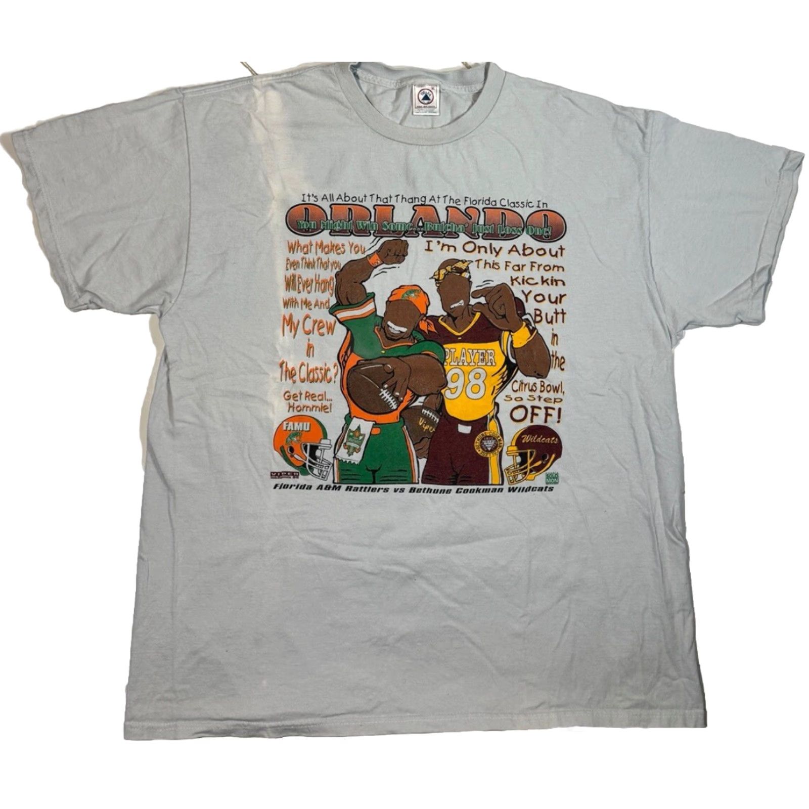 Delta VINTAGE 1998 HBCU Football Bethune Cookman Florida A&M FAMU Freaknik Style T-Shirt Men XL White Florida Shirt Mens Size US XL / EU 56 / 4 - 2 Thumbnail