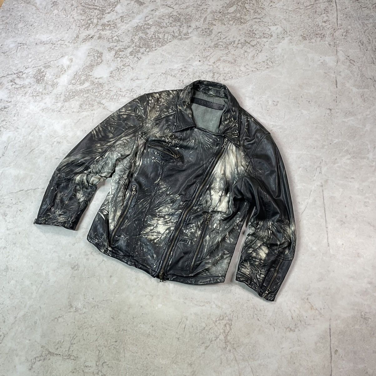 Drome DROMe Italy Printed Leather Biker Jacket Like Rick Owens Size S / US 4 / IT 40 - 1 Thumbnail