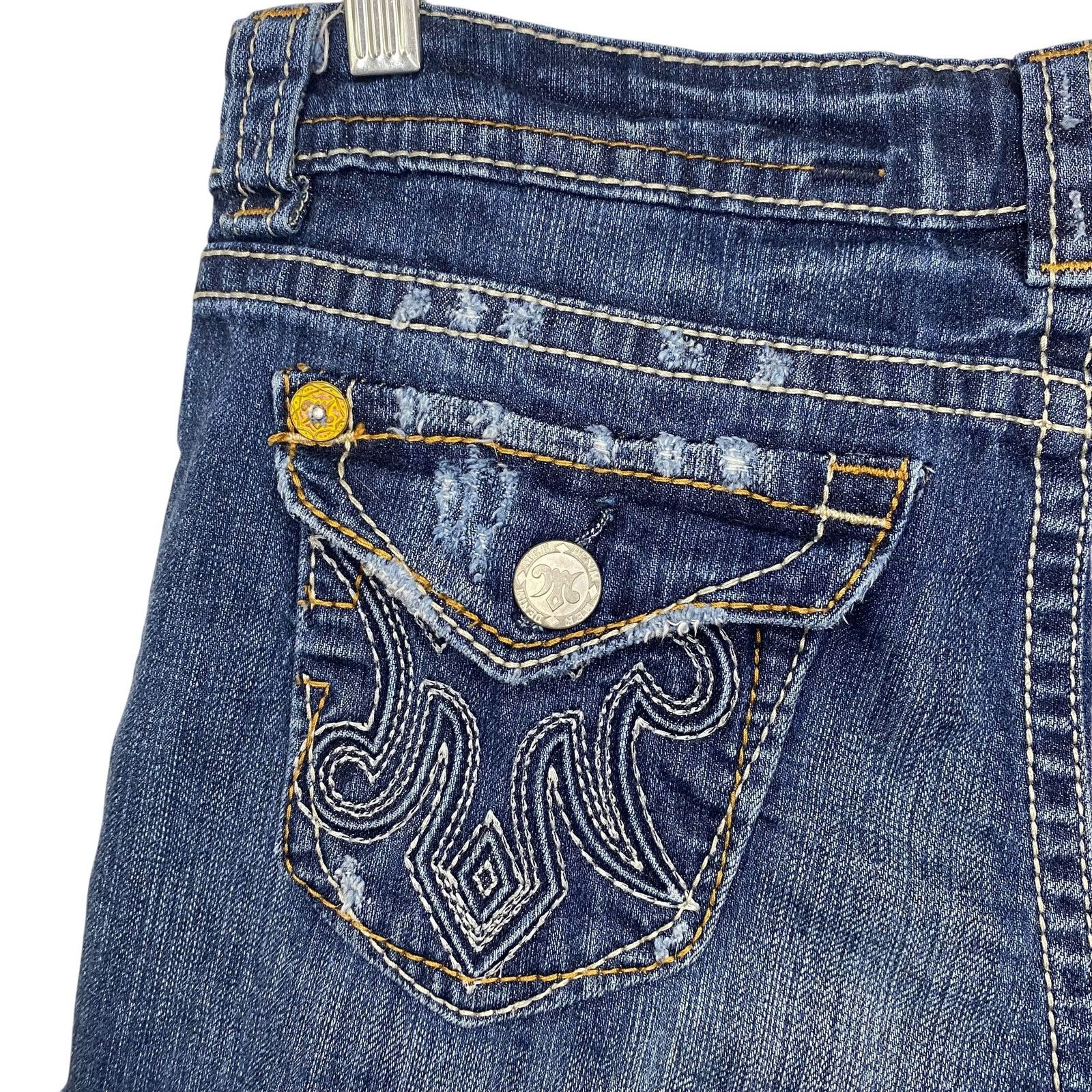 Mek Denim VTG Y2K Mek Denim Distressed Embroidered Jean Shorts Size 28" / US 6 / IT 42 - 9 Thumbnail