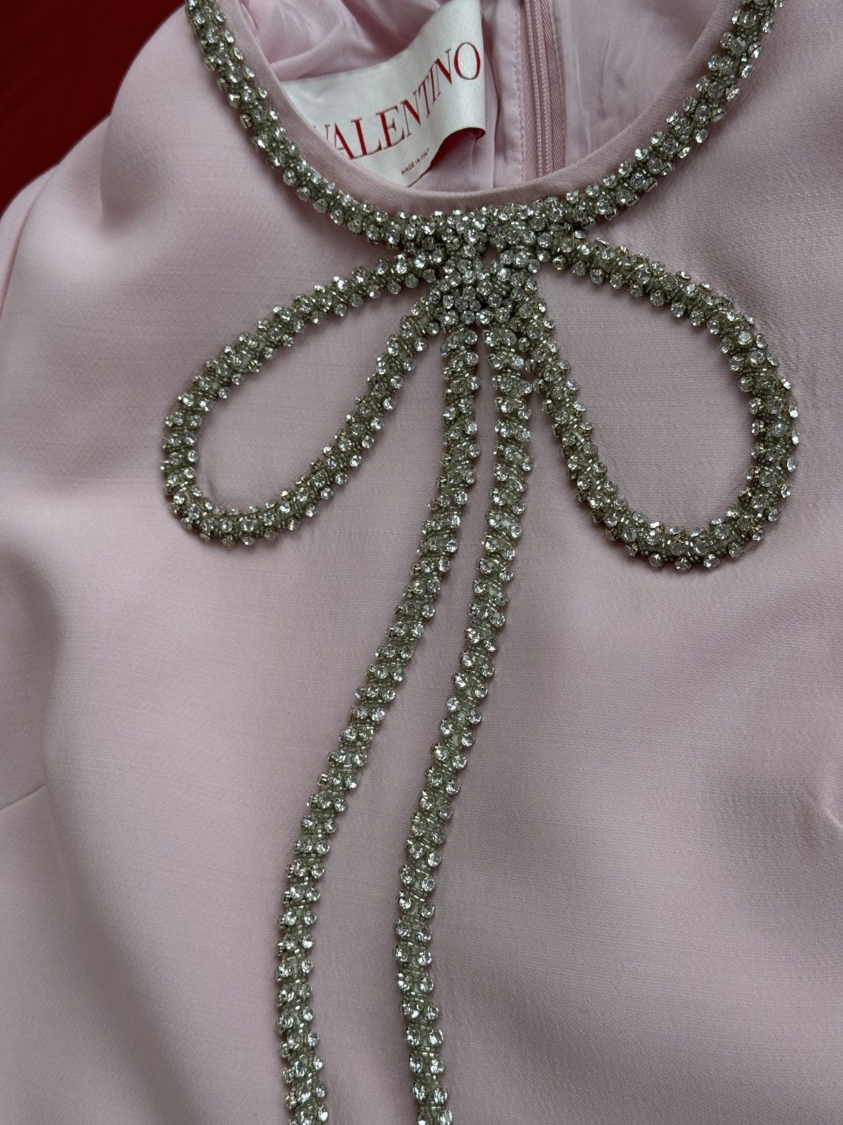 Valentino Valentino wool+silk crepe couture crystal bow pink dress, 40 Size S / US 4 / IT 40 - 7 Thumbnail